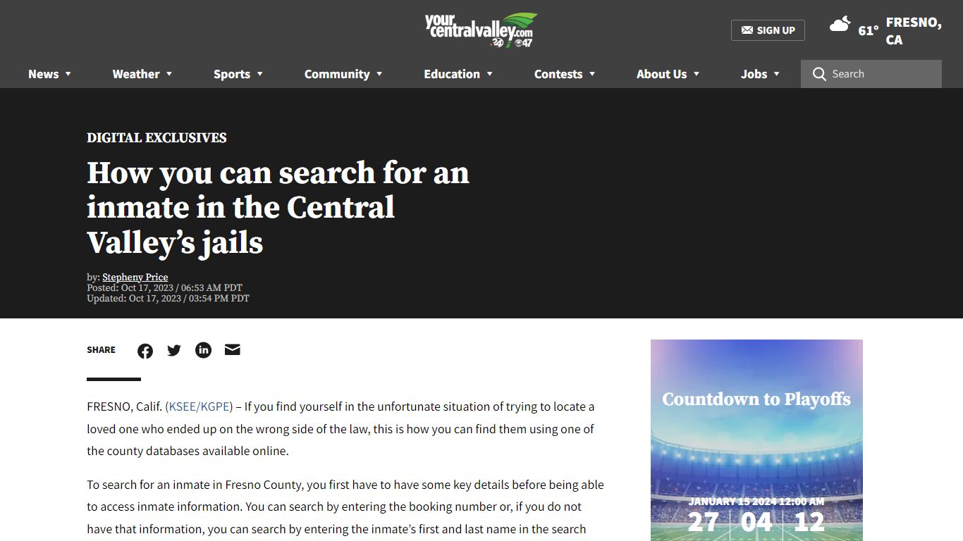 How you can search for an inmate in the Central Valley’s jails